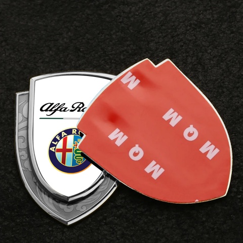 Alfa Romeo Emblem Self Adhesive Silver White Base Color Logo Design