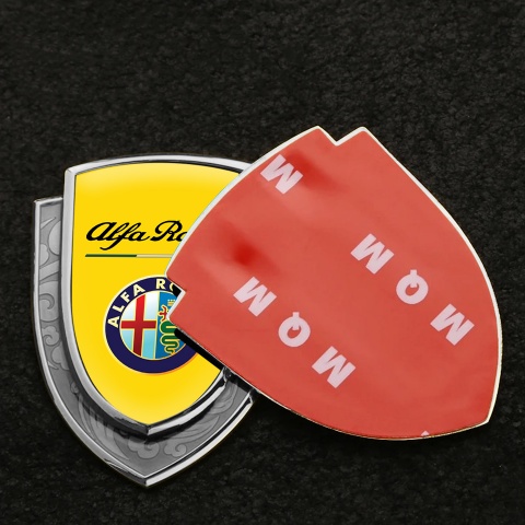 Alfa Romeo Romeo Emblem Badge Silver Yellow Background Classic Colors Edition