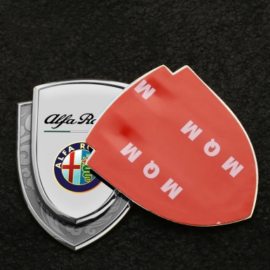 Alfa Romeo Domed Emblem Silver Grey Background Classic Circle Logo