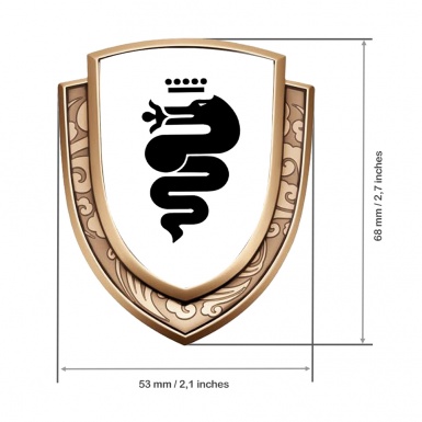 Alfa Romeo Bodyside Domed Emblem Gold White Base Black Serpent Logo