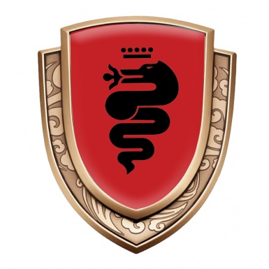 Alfa Romeo Bodyside Domed Badge Gold Red Base Black Serpent Edition