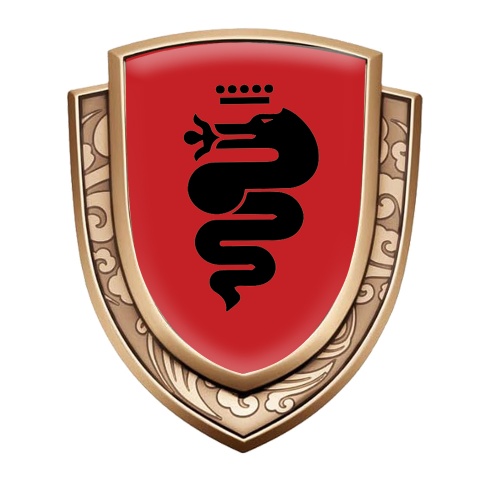 Alfa Romeo Bodyside Domed Badge Gold Red Base Black Serpent Edition