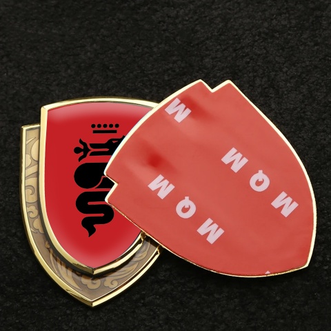 Alfa Romeo Bodyside Domed Badge Gold Red Base Black Serpent Edition