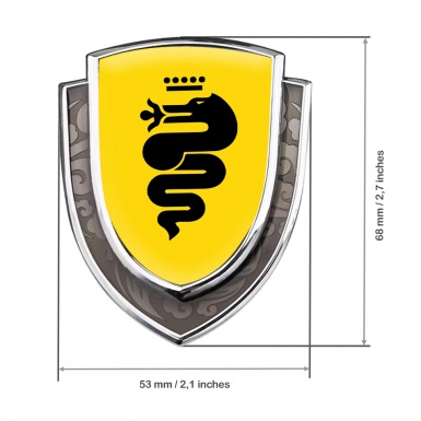 Alfa Romeo Emblem Car Badge Silver Yellow Background Black Logo Edition