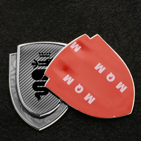Alfa Romeo Metal Domed Emblem Silver Light Carbon Black Logo Motif