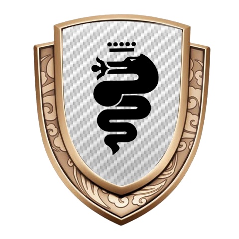 Alfa Romeo Badge Self Adhesive Gold White Carbon Large Serpent Edition
