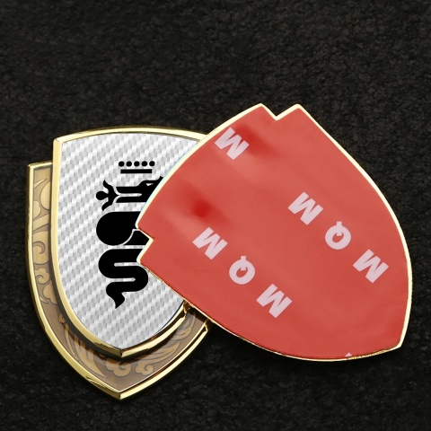 Alfa Romeo Badge Self Adhesive Gold White Carbon Large Serpent Edition