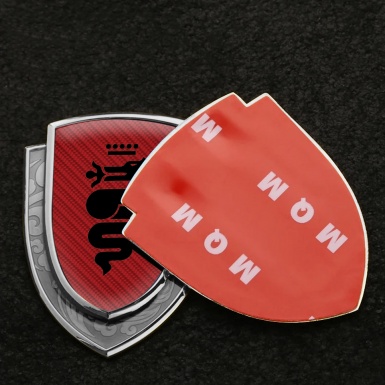 Alfa Romeo Emblem Badge Self Adhesive Silver Red Carbon Big Serpent Logo