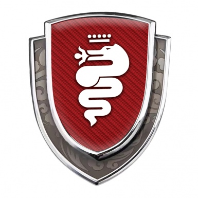 Alfa Romeo Emblem Fender Badge Silver Red Carbon White Serpent Edition