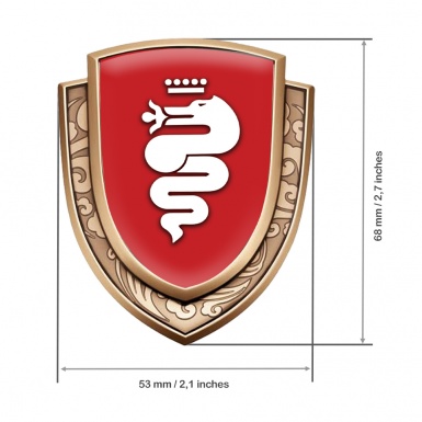 Alfa Romeo Emblem Self Adhesive Gold Red Background White Serpent Edition
