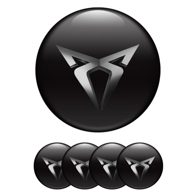 Seat Cupra Emblem for Wheel Center Caps Black Background Metallic Edition