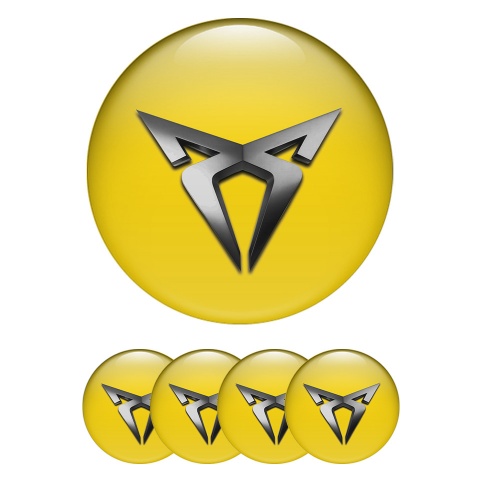 Seat Cupra Emblem for Center Wheel Caps Yellow Base Metallic Color