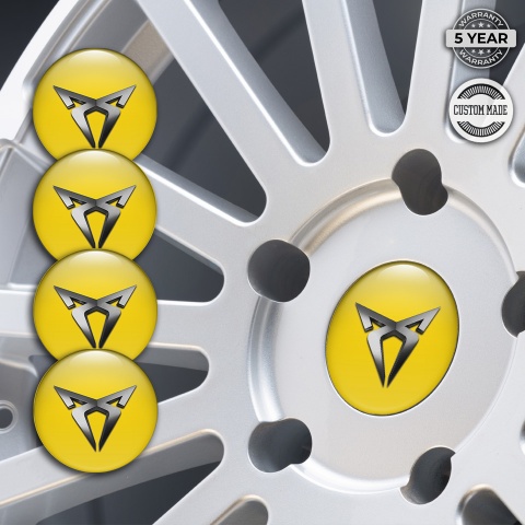 Seat Cupra Emblem for Center Wheel Caps Yellow Base Metallic Color