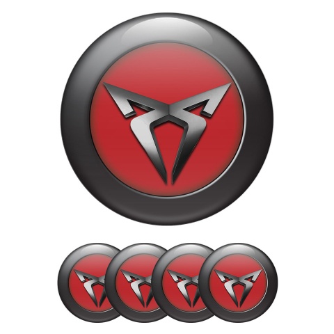 Seat Cupra Center Caps Wheel Emblem Red Dark Ring Metallic Logo