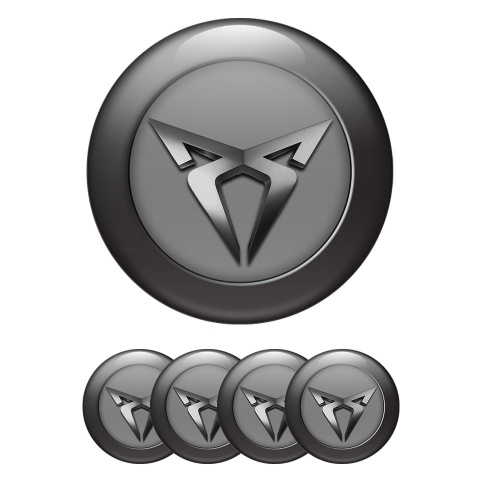 Seat Cupra Center Caps Wheel Emblem Grey Black Ring Metallic Design