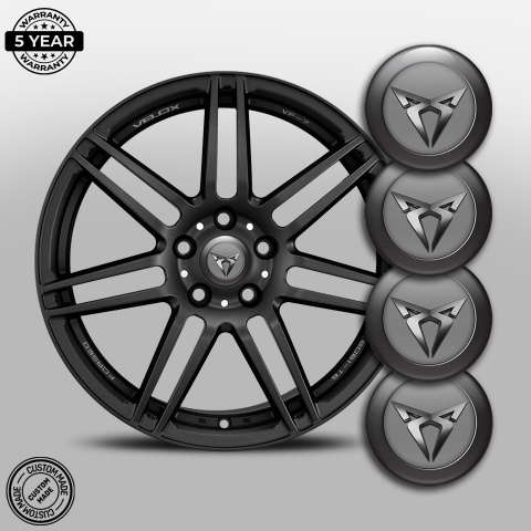Seat Cupra Center Caps Wheel Emblem Grey Black Ring Metallic Design