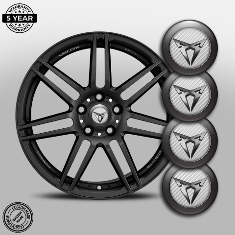 Seat Cupra Stickers for Wheels Center Caps White Carbon Black Ring Edition