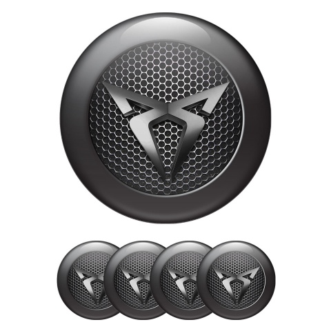 Seat Cupra Stickers for Wheels Center Caps Dark Mesh Black Ring Design
