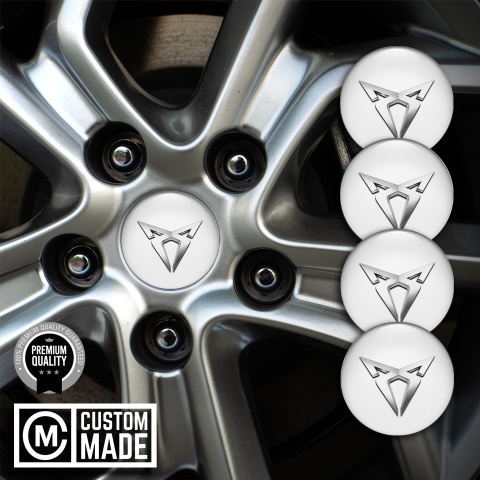 Seat Cupra Wheel Stickers for Center Caps White Base Light Logo Motif