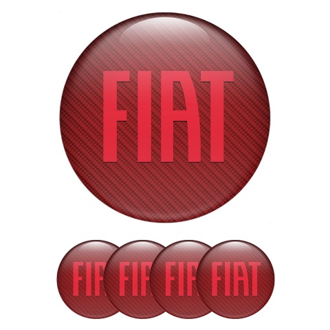 Fiat Emblem for Wheel Center Caps Red Carbon Crimson Logo Edition