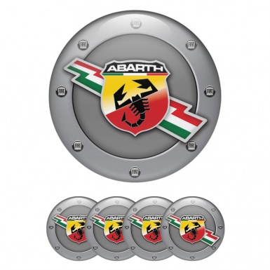 Fiat Abarth Stickers for Wheels Center Caps Grey Fill Ash Circle Design
