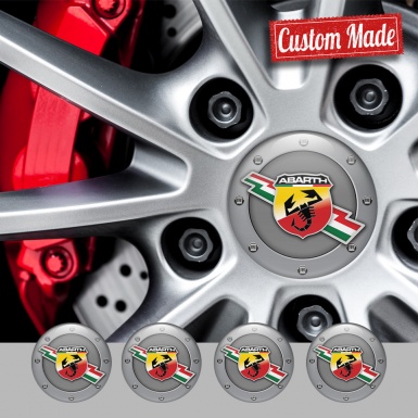 Fiat Abarth Stickers for Wheels Center Caps Grey Fill Ash Circle Design