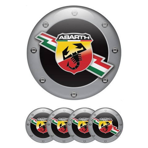 Fiat Abarth Emblem for Wheel Center Caps Black Fill Ash Circle Edition