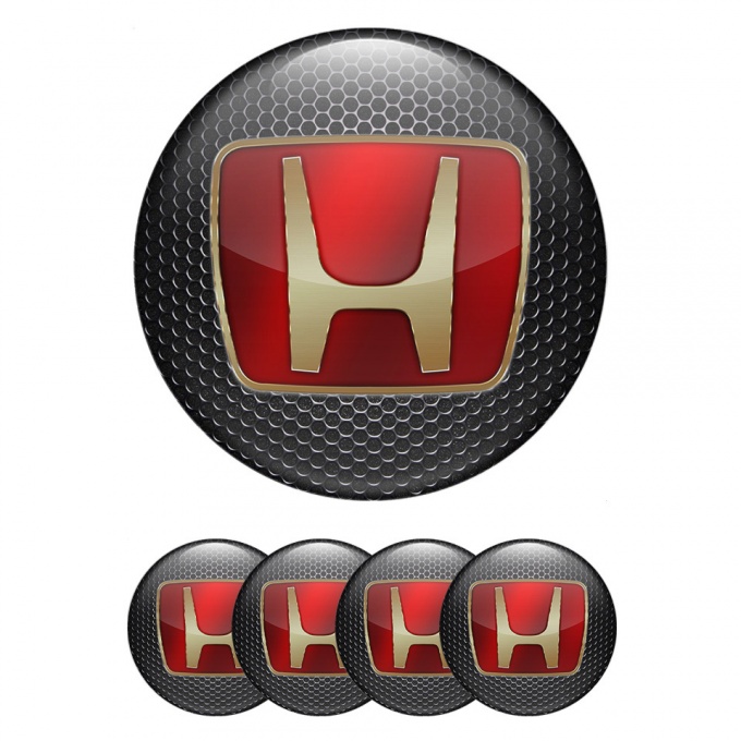 Honda Stickers for Wheels Center Caps Metallic Grate Gold Gradient Logo