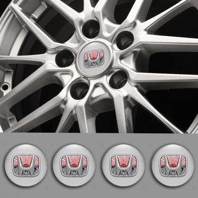 Honda Silicone Stickers for Center Wheel Caps Grey Base Rising Sun Edition