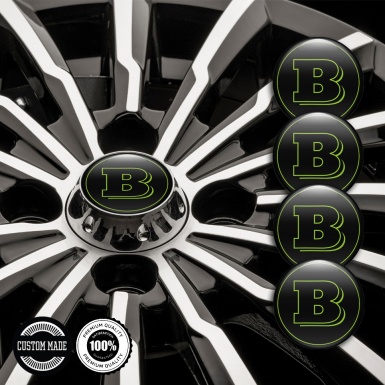 Mercedes Brabus Emblems for Wheel Center Caps Electric Green