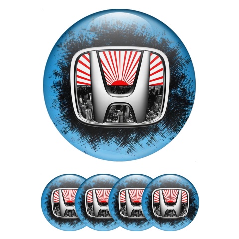 Honda Emblems for Center Wheel Caps Grunge Effect Tokyo Skyline Edition