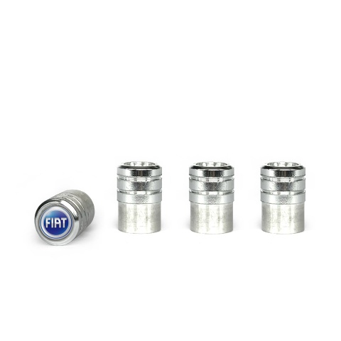 Fiat Valve Caps Aluminum 4 pcs 3D Blue Logo Silicone Sticker