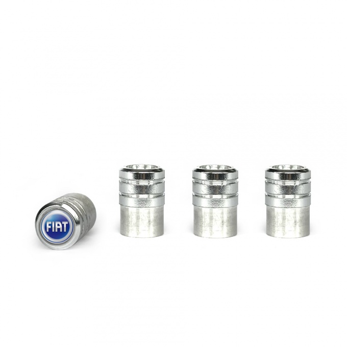 Fiat Valve Caps Aluminum 4 pcs 3D Blue Logo Silicone Sticker