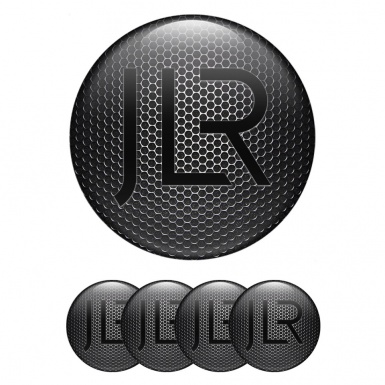 Jaguar JLR Center Wheel Caps Stickers Perforated Texture Black Logo