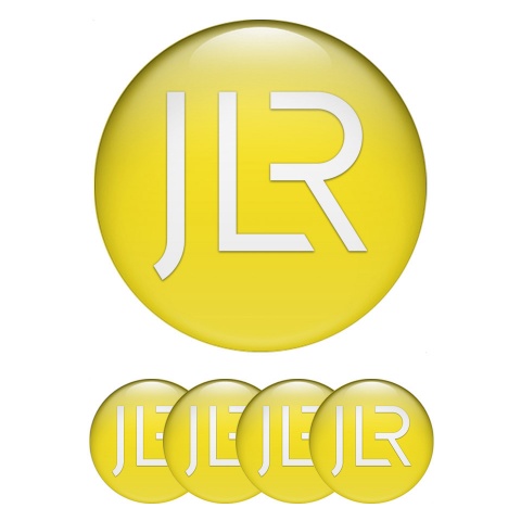 Jaguar JLR Wheel Emblem for Center Caps Yellow Background White Logo
