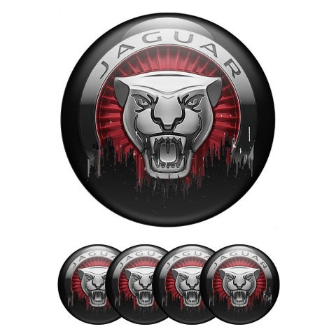 Jaguar Emblems for Center Wheel Caps Black Base Savage Logo Edition