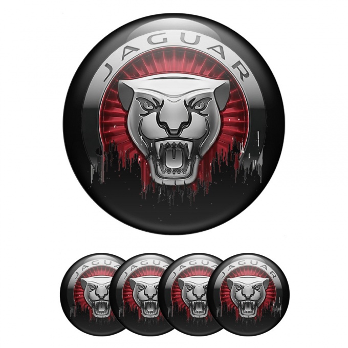 Jaguar Emblems for Center Wheel Caps Black Base Savage Logo Edition