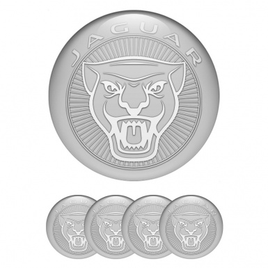 Jaguar Silicone Stickers for Center Wheel Caps Grey Base White Motif