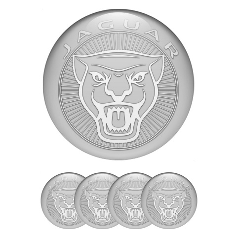 Jaguar Silicone Stickers for Center Wheel Caps Grey Base White Motif