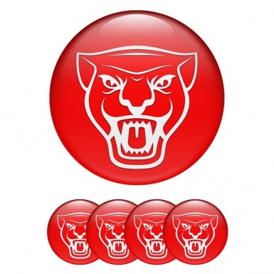 Jaguar Stickers for Wheels Center Caps Red Base White Outline