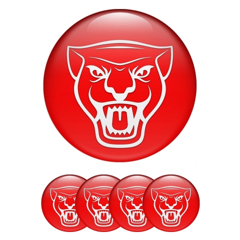 Jaguar Stickers for Wheels Center Caps Red Base White Outline