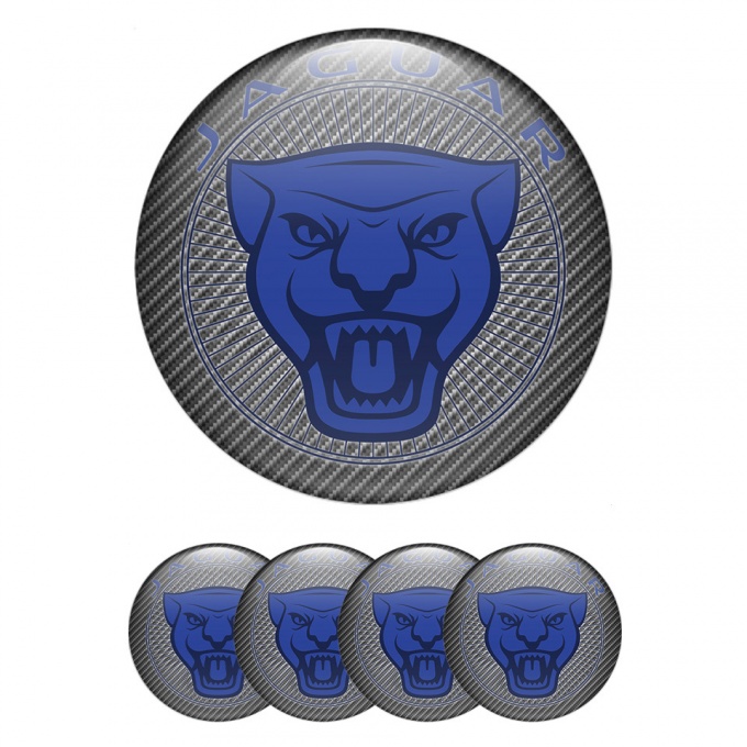 Jaguar Emblem for Wheel Center Caps Light Carbon Base Blue Logo
