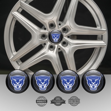 Jaguar Center Wheel Caps Stickers Black Base Blue White Logo