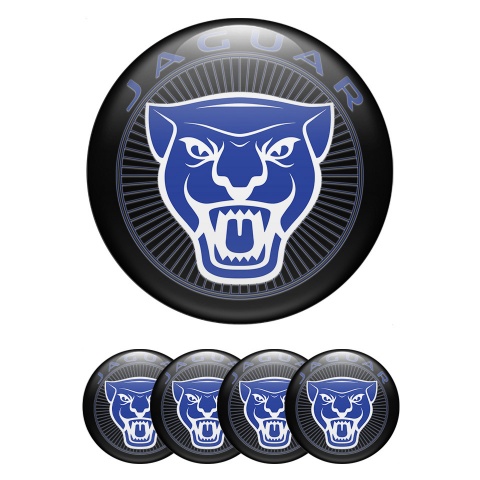 Jaguar Center Wheel Caps Stickers Black Base Blue White Logo