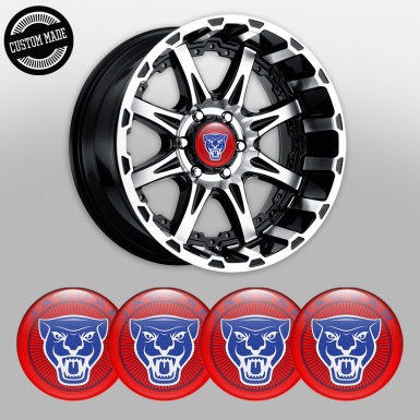 Jaguar Wheel Stickers for Center Caps Red Base Blue White Edition
