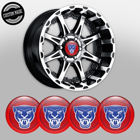 Jaguar Wheel Stickers for Center Caps Red Base Blue White Edition