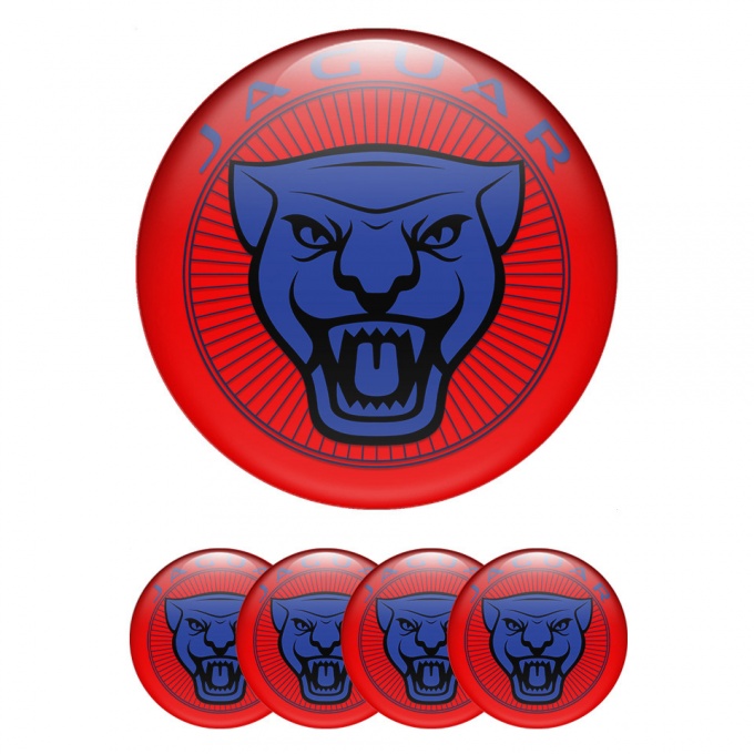 Jaguar Emblem for Center Wheel Caps Red Blue Black Logo Edition