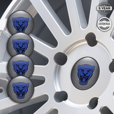 Jaguar Wheel Stickers for Center Caps Light Carbon Blue Black Logo