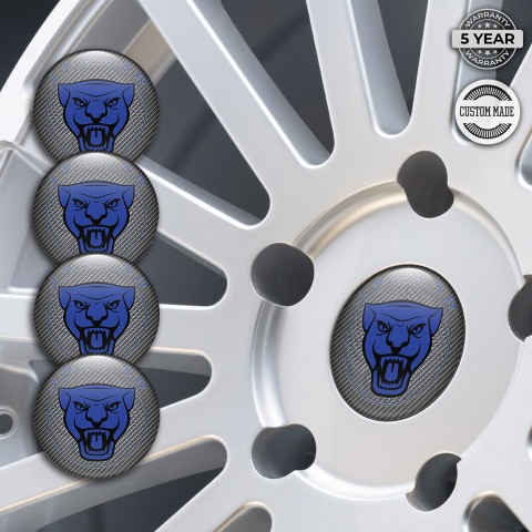 Jaguar Wheel Stickers for Center Caps Light Carbon Blue Black Logo