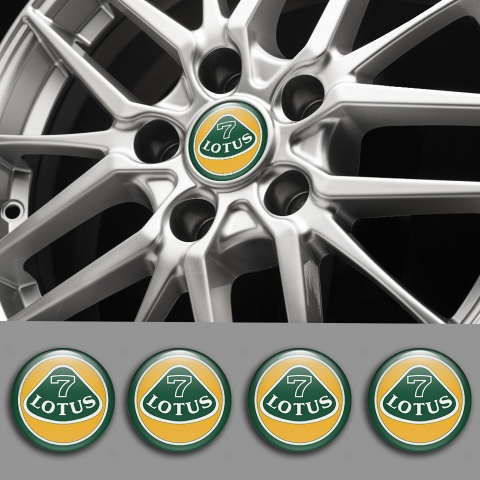 Lotus Domed Stickers for Wheel Center Caps Green Ring White Logo
